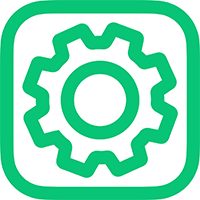 A green cogwheel icon shows the option of importing or exporting data with VDO partner solutions.